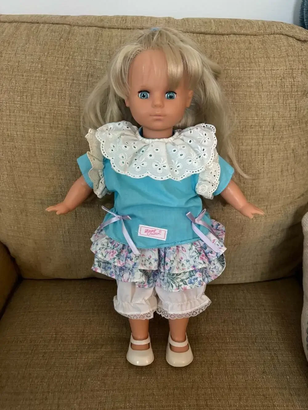 Vintage 1990 Zapf Creation Balica Blonde Girl Doll with Original Outfit